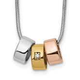 White Ice Sterling Silver Rhodium-plated Rose and Gold-tone 18 Inch Diamond Necklace with 2 Inch Extender